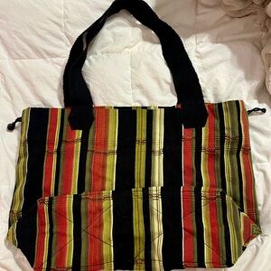 Hippie style loom handmade in Guatemala striped tote handbag Yacan